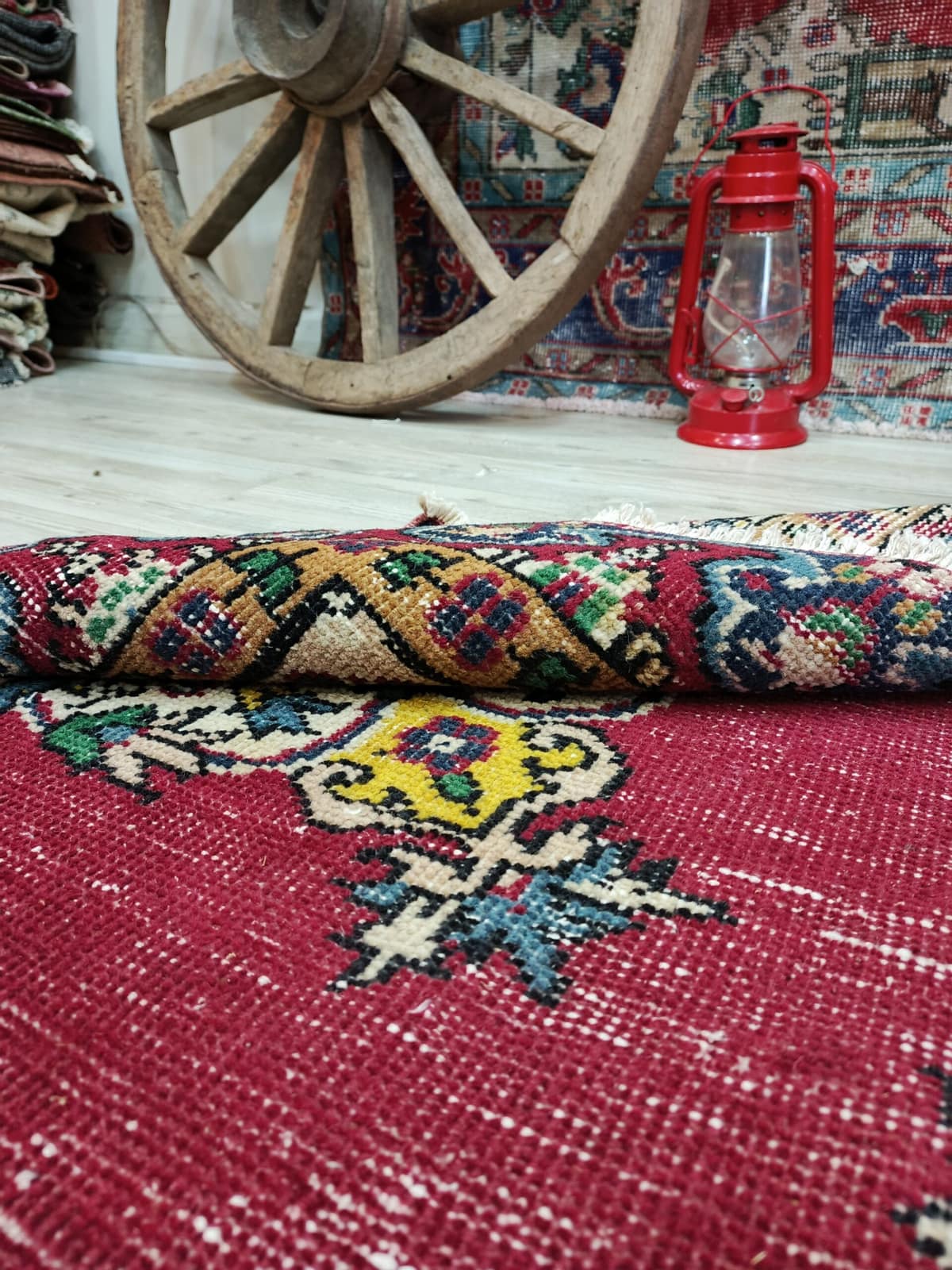 Vintage Distressed Wool Rug — detail view 3, handmade vintage rug