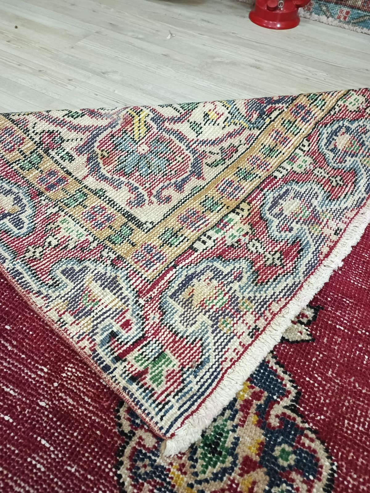 Vintage Distressed Wool Rug — detail view 4, handmade vintage rug