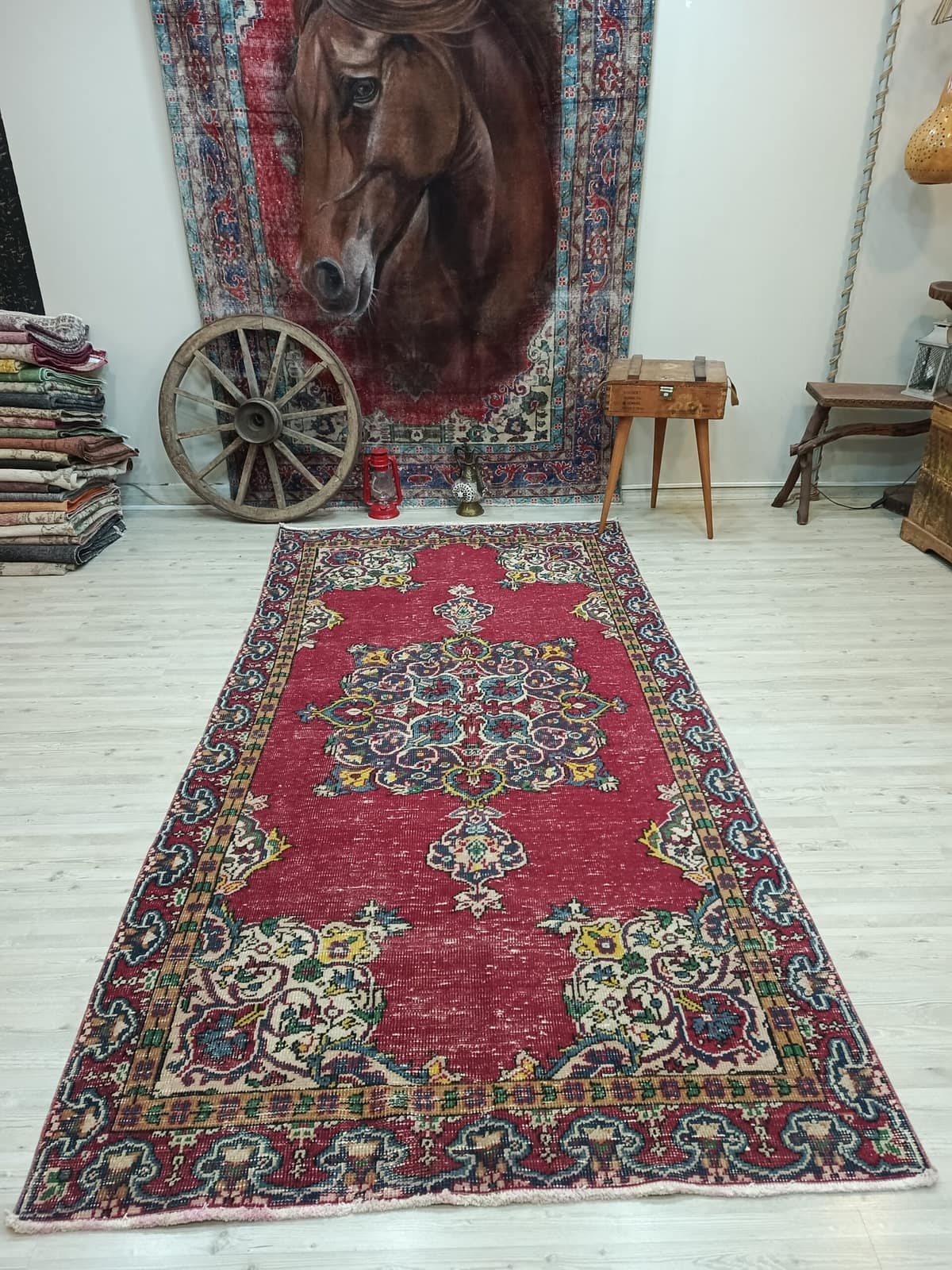 Vintage Distressed Wool Rug — detail view 5, handmade vintage rug