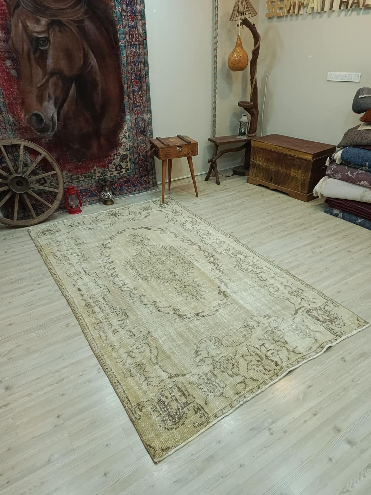 Vintage Wool & Cotton Rug, vintage rug, Vintage, hand-knotted cotton, size 150 × 269 cm, from Yahyalı