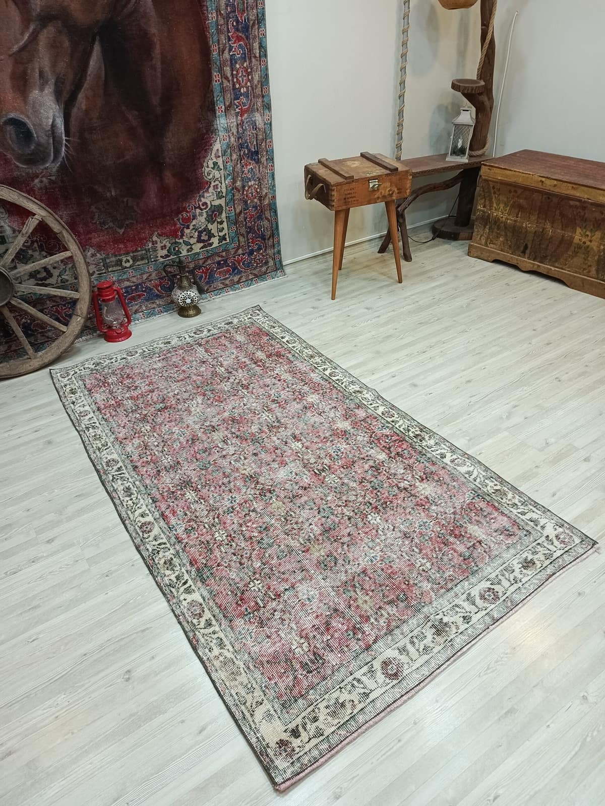Wool & Cotton Vintage Rug — detail view 2, handmade vintage rug