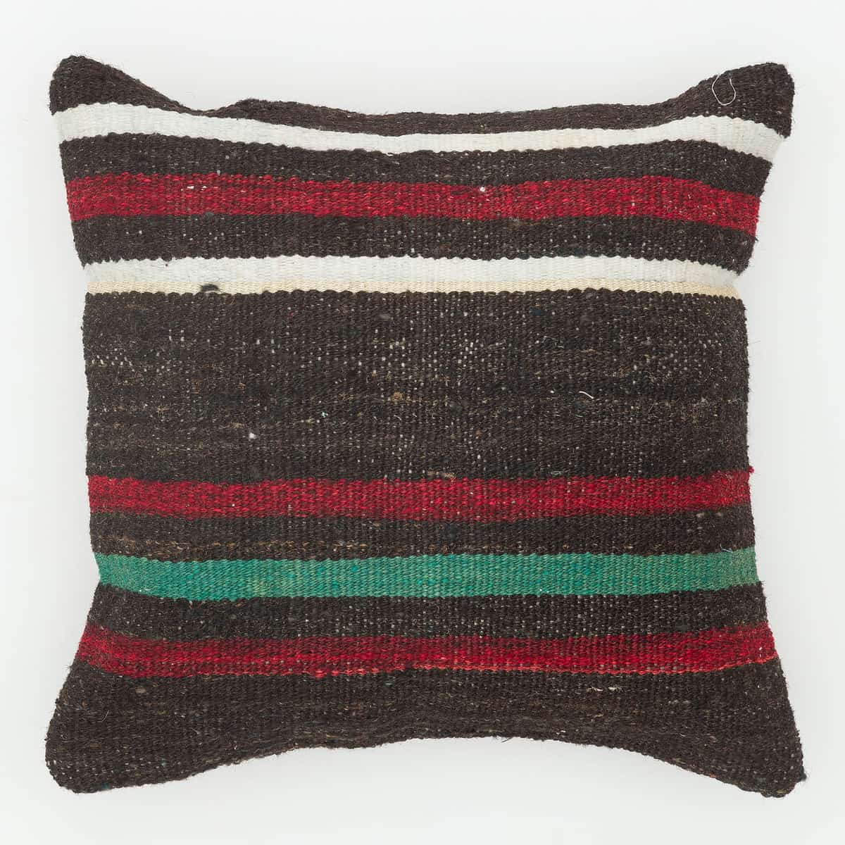 Hand-Woven Pillow Cover, Kilim rug, wool, cotton & silk wool/weave, size 40 × 40 cm, from Ladik, SKU 13695