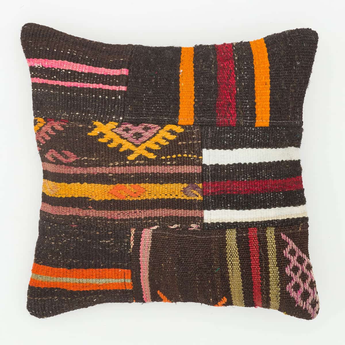 Hand-Woven Pillowcase, Kilim rug, wool & cotton wool/weave, size 40 × 40 cm, from Bursa, SKU 13728