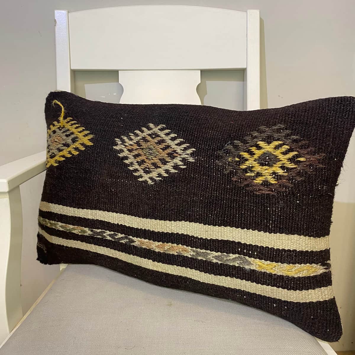 Hand-Woven Patchwork Pillowcase, Kilim rug, wool wool/weave, size 40 × 60 cm, from Oushak, SKU 455
