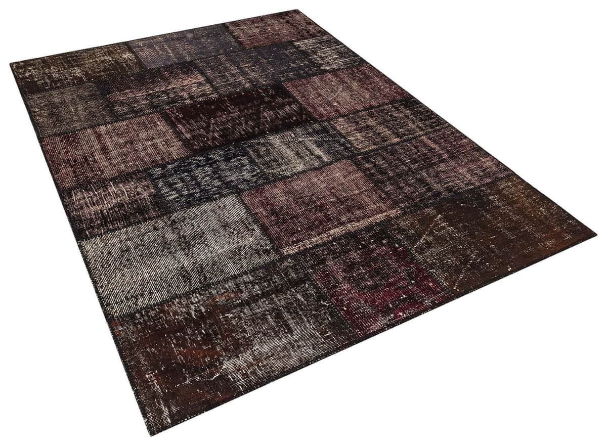 Vintage Hand-Woven Wool Patchwork Rug, Handmade rug, wool, cotton & silk wool/weave, size 160 × 230 cm, from Gördes, SKU 5760