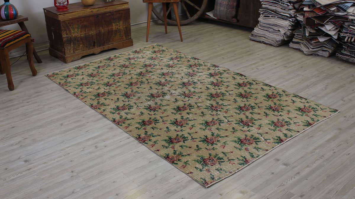 Distressed Vintage Handmade Rug, Handmade rug, wool & cotton wool/weave, size 146 × 242 cm, from Demirci, SKU 10520