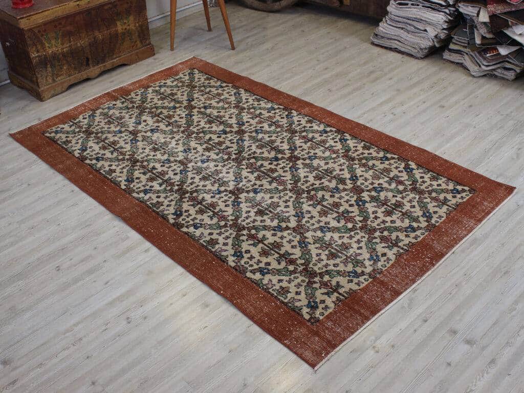 Handmade Wool Rug, Vintage, Handmade rug, wool, cotton & silk wool/weave, size 142 × 240 cm, from Bergama, SKU 10564