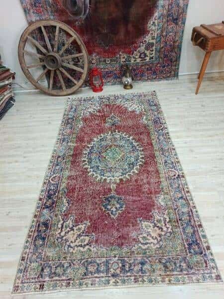 100% Handwoven Vintage Rug, Vintage rug, wool, cotton & silk wool/weave, size 115 × 214 cm, from Demirci, SKU 10843