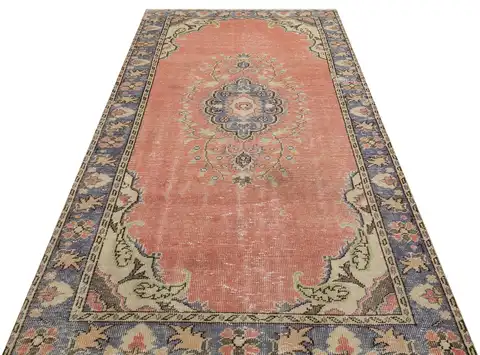 Vintage Distressed Wool Rug, Handmade rug, cotton wool/weave, size 149 × 273 cm, from Anatolia, SKU 9619