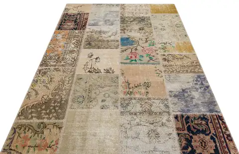 Vintage Patchwork Rug, Handmade rug, silk wool/weave, size 160 × 230 cm, from Demirci, SKU 6248