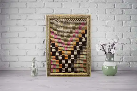 "Soft Traces of Time" Painting, Vintage rug, cotton wool/weave, size 50 × 70 cm, from Sivas, SKU T051
