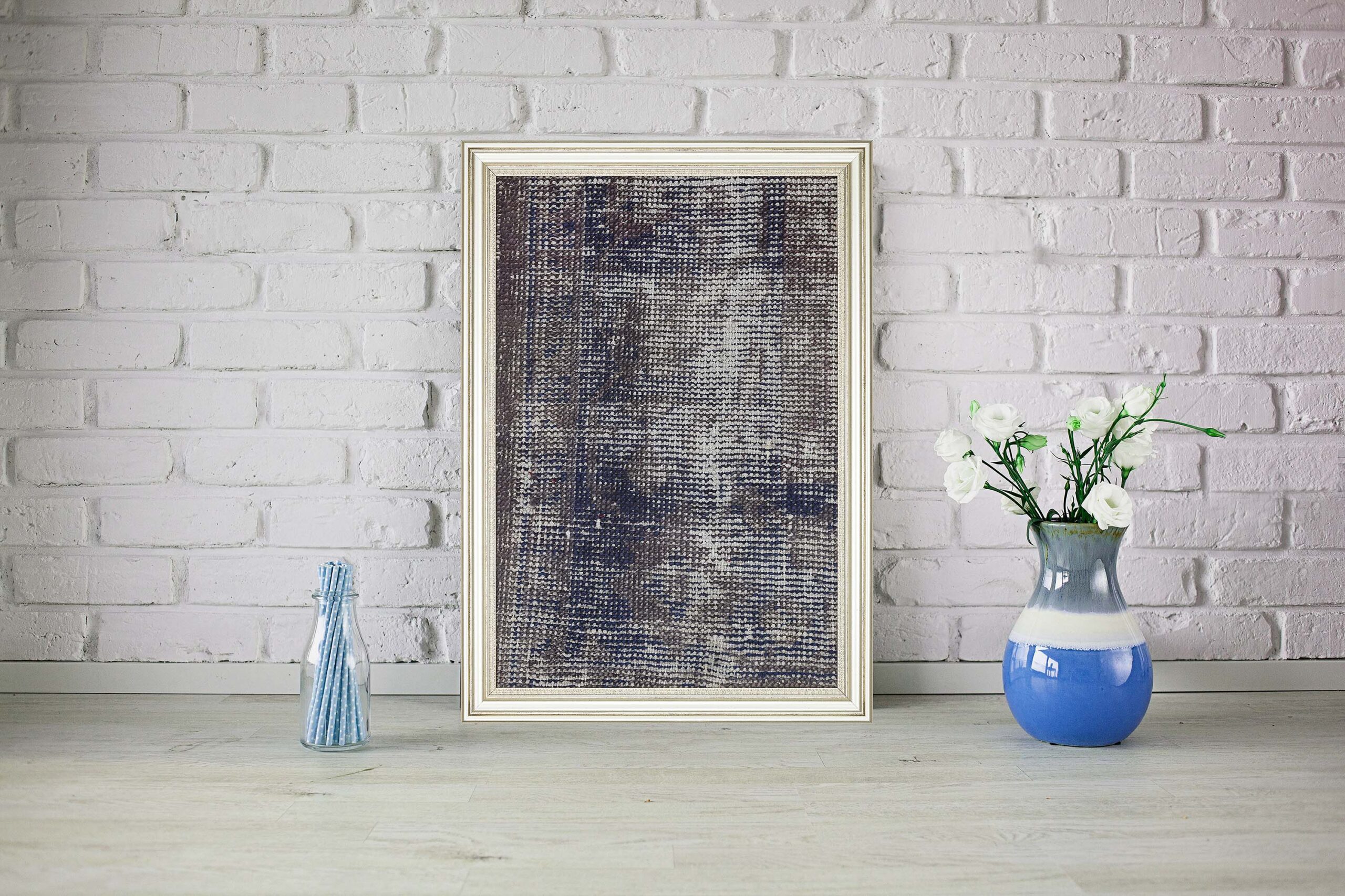 Traces of the Past Wool Tapestry, Vintage rug, wool, cotton & silk wool/weave, size 50 × 70 cm, from Van, SKU T079