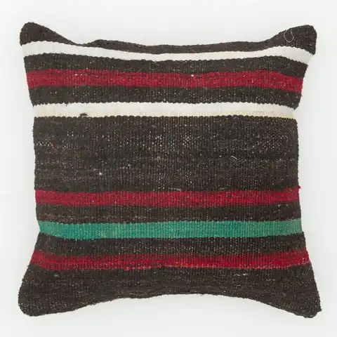 Hand-Woven Pillow Cover, Kilim rug, wool, cotton & silk wool/weave, size 40 × 40 cm, from Ladik, SKU 13695