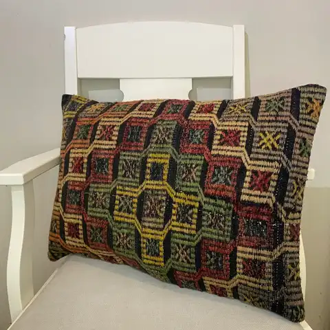 Hand-Woven Pillowcase, Kilim rug, silk wool/weave, size 40 × 60 cm, from Ladik, SKU 408