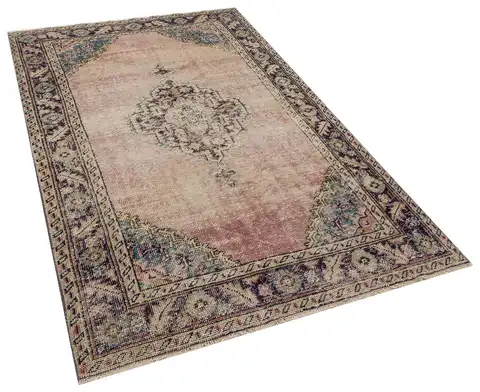 Handwoven Vintage Distressed Rug, Handmade rug, wool, cotton & silk wool/weave, size 142 × 223 cm, from Milas, SKU 10350