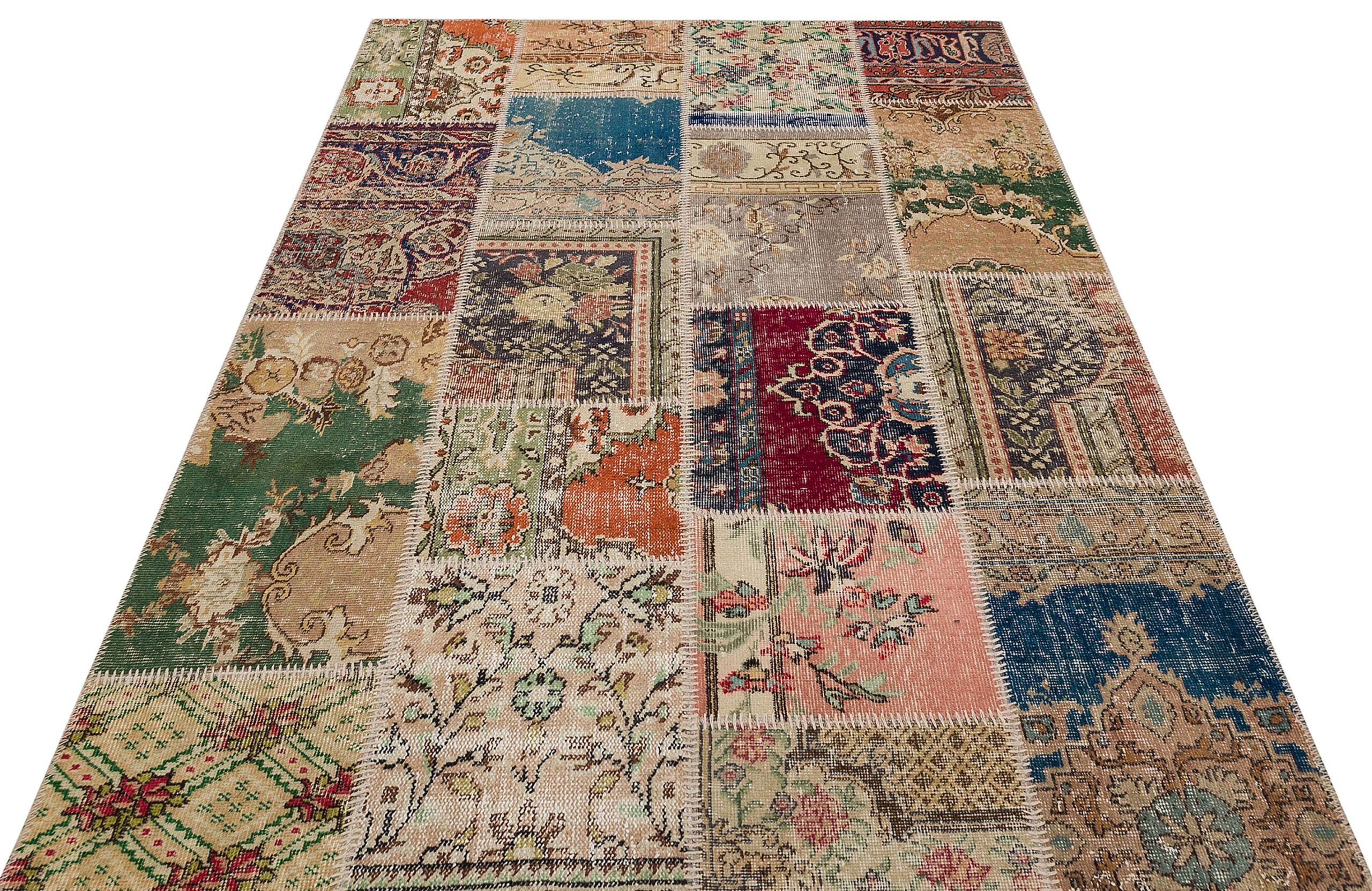 Traditional Handmade Patchwork Rug, Handmade rug, wool & silk wool/weave, size 160 × 230 cm, from Sivas, SKU 6211