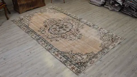 Distressed Vintage Wool Rug, Handmade rug, silk wool/weave, size 141 × 250 cm, from Yahyalı, SKU 10522