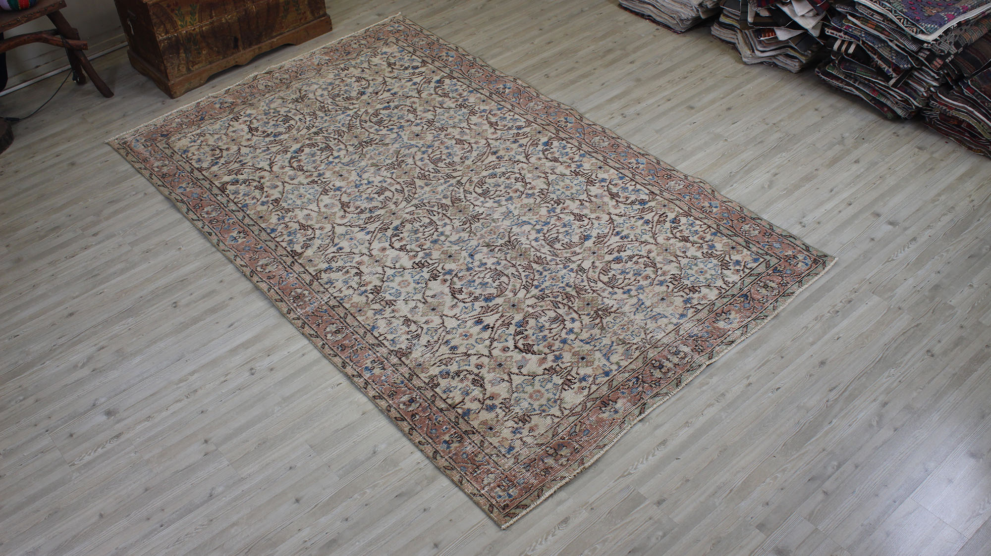 Vintage Handwoven Wool Rug, Handmade rug, wool, cotton & silk wool/weave, size 163 × 261 cm, from Kayseri, SKU 10536