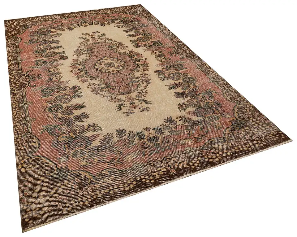 Blue Hand-Woven Vintage Distressed Rug, Machine rug, wool ve cotton wool/weave, size 185 × 292 cm, from Anatolia, SKU 8533