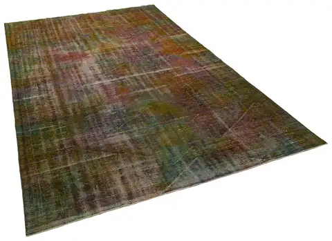 Exclusive Vintage Distressed Hand-Woven Rug, Handmade rug, silk wool/weave, size 210 × 306 cm, from Anatolia, SKU 8589