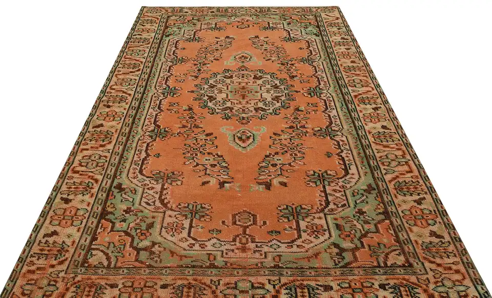 Hand-Woven Vintage Distressed Rug, Machine rug, wool & cotton wool/weave, size 181 × 268 cm, from Anatolia, SKU 8827