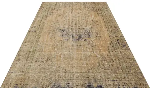 Vintage-Style Handwoven Rug, Handmade rug, wool, cotton & silk wool/weave, size 185 × 260 cm, from Isparta, SKU 9523