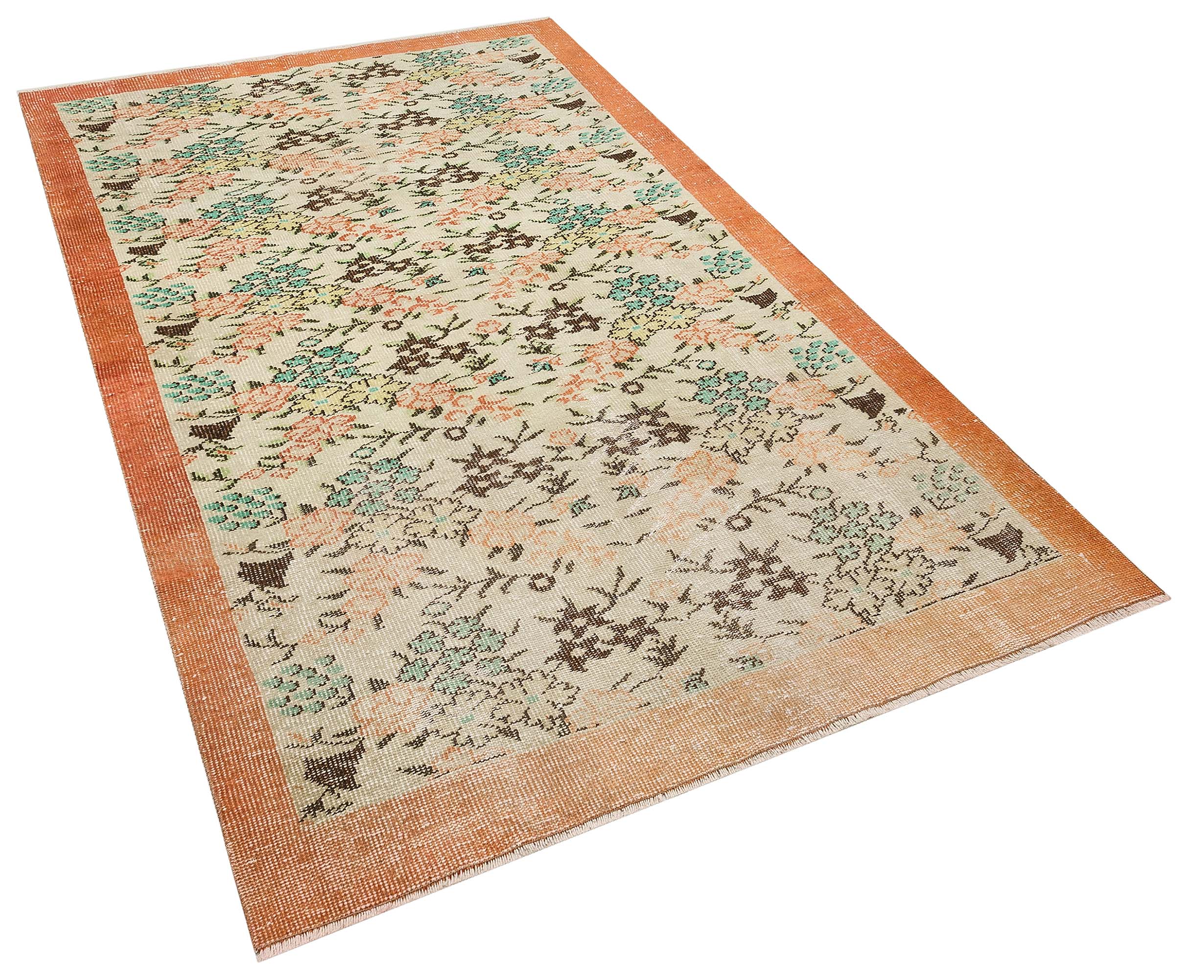 Authentic Hand-Woven Distressed Rug, Handmade rug, wool, cotton & silk wool/weave, size 152 × 265 cm, from Antalya, SKU 10130