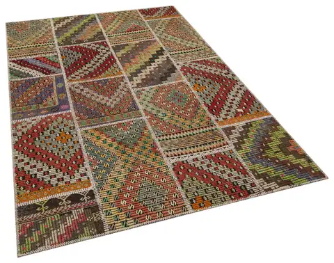 Handmade, One-of-a-Kind Patchwork Rug, Handmade rug, wool wool/weave, size 160 × 230 cm, from Kars, SKU 6069