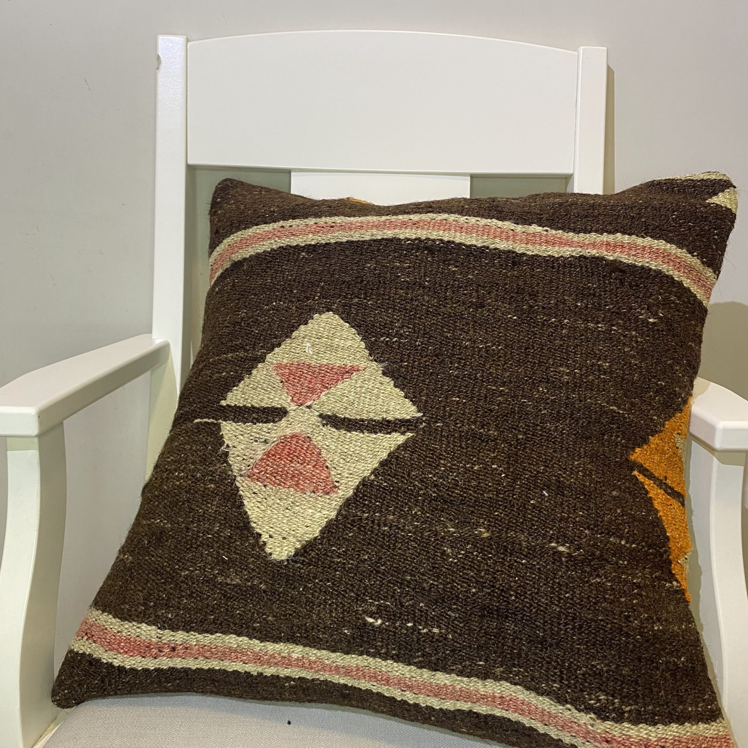 Hand-Woven Pillowcase, Kilim rug, wool & cotton wool/weave, size 50 × 50 cm, from Demirci, SKU 307