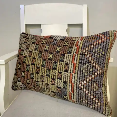 Hand-Woven Pillowcase, Kilim rug, wool & cotton wool/weave, size 40 × 60 cm, from Bergama, SKU 430
