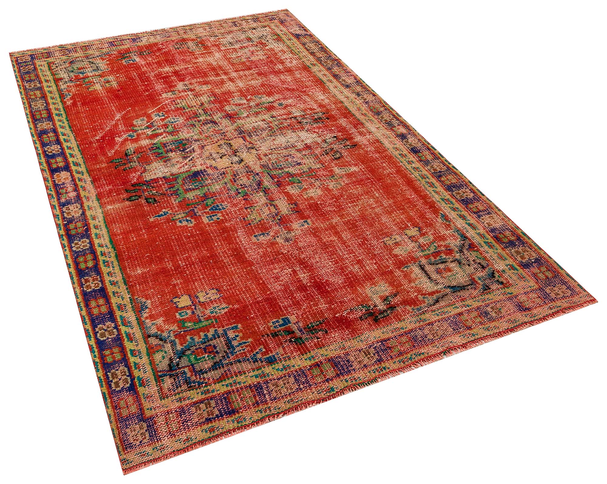 Unique Vintage Distressed Rug, Handmade rug, silk wool/weave, size 145 × 230 cm, from Bursa, SKU 10373
