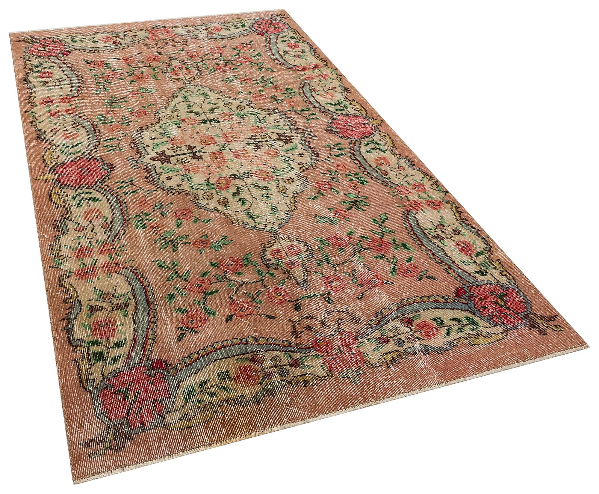 Distressed Vintage Rug, Handmade rug, cotton wool/weave, size 163 × 247 cm, from Ladik, SKU 10426