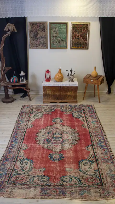 Century-Old Antique-Style Rug, Handmade rug, wool, cotton & silk wool/weave, size 162 × 283 cm, from Konya, SKU 10482