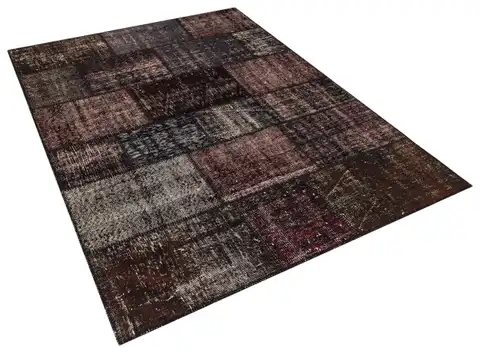Vintage Hand-Woven Wool Patchwork Rug, Handmade rug, wool, cotton & silk wool/weave, size 160 × 230 cm, from Gördes, SKU 5760