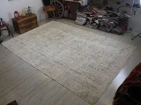 Handmade Wool Rug, Distressed, Vintage rug, wool & cotton wool/weave, size 260 × 370 cm, from Antalya, SKU 10561