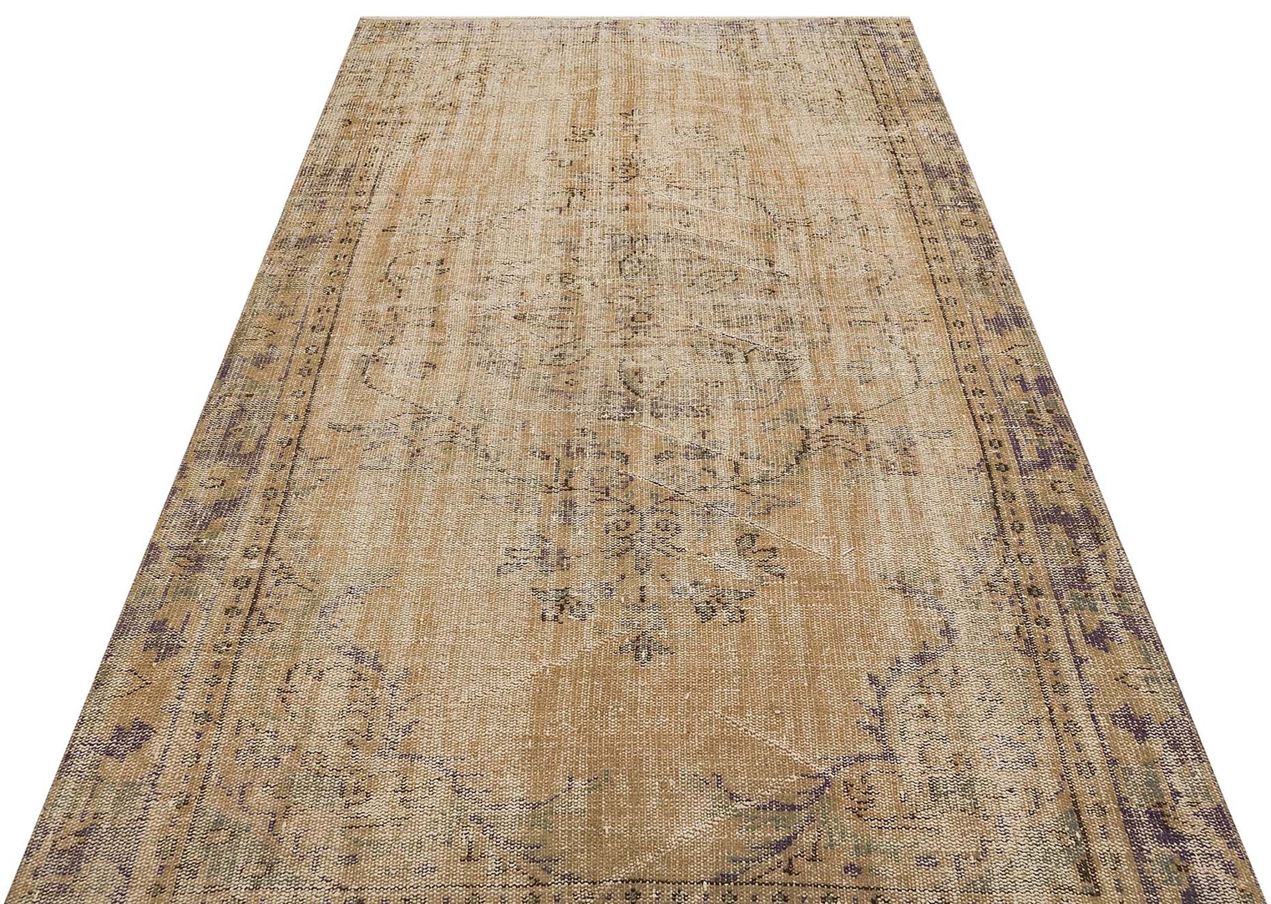 Anatolian-Patterned Distressed Rug, Handmade rug, silk wool/weave, size 156 × 263 cm, from Kayseri, SKU 9512