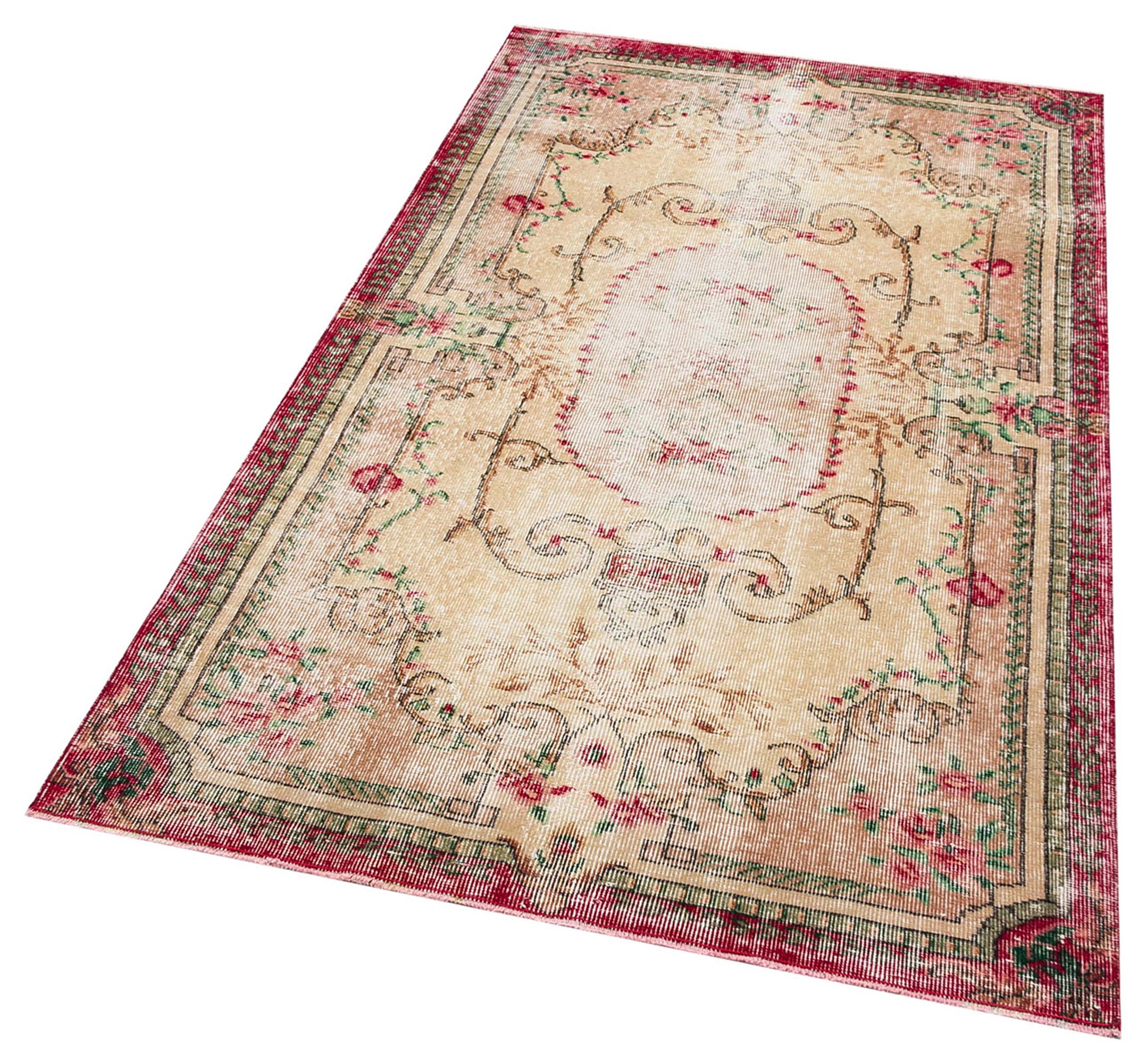 Vintage Distressed Hand-Woven Rug, Handmade rug, wool & cotton wool/weave, size 116 × 200 cm, from Bursa, SKU F1260