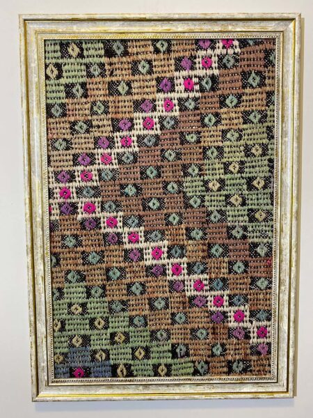 Historical Touch Wool Art Panel, Paintings rug, wool, cotton & silk wool/weave, size 50 × 70 cm, from Yahyalı, SKU T045