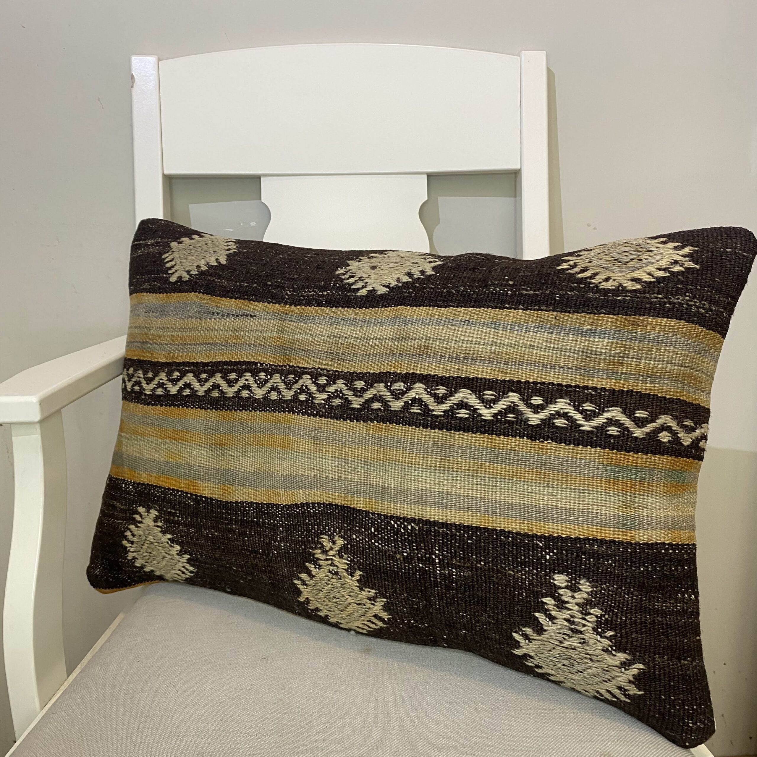 Hand-Woven Patchwork Pillowcase, Pillowcases rug, cotton wool/weave, size 40 × 60 cm, from Kars, SKU 416