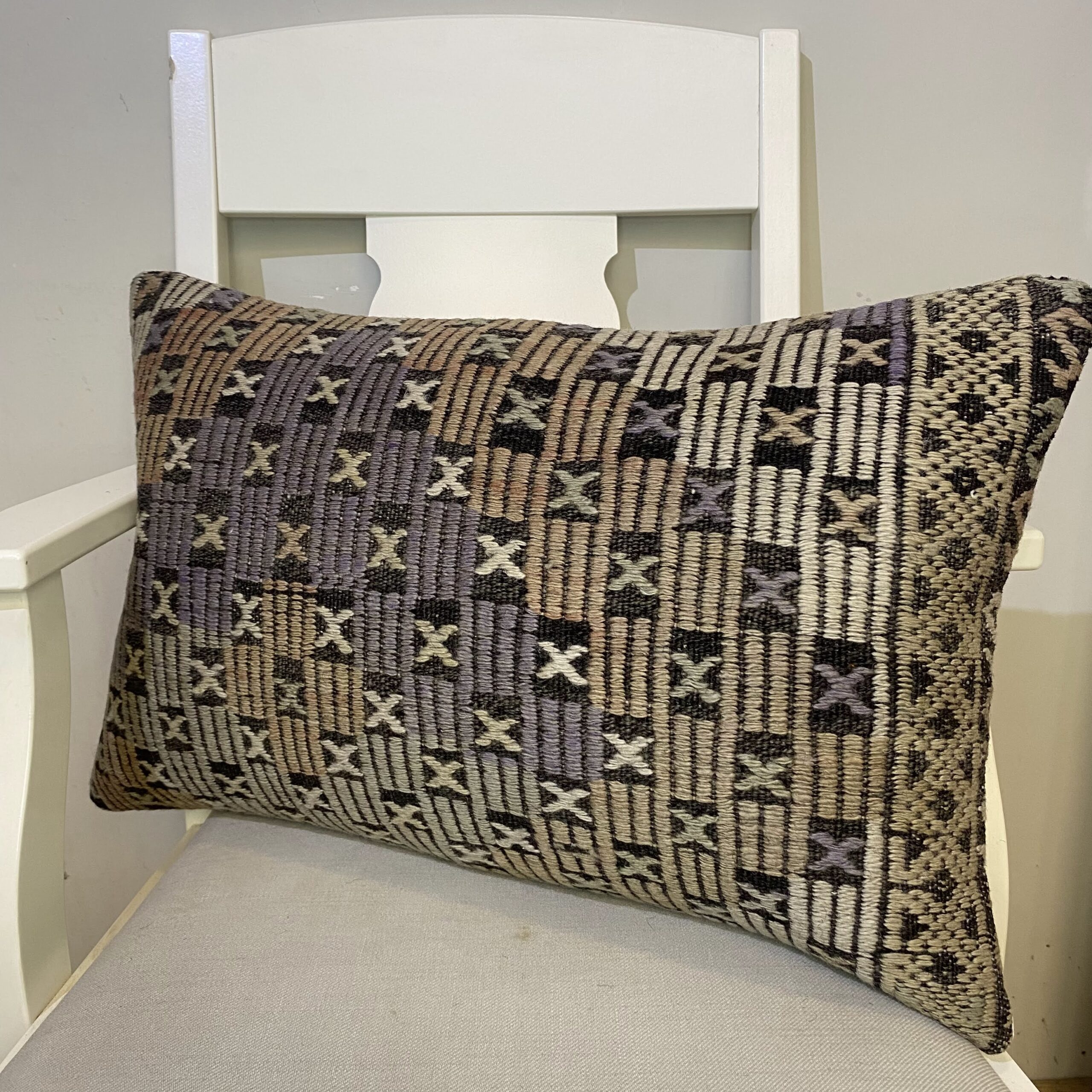Hand-Woven Patchwork Pillow Cover, Pillowcases rug, wool wool/weave, size 40 × 60 cm, from Bursa, SKU 458
