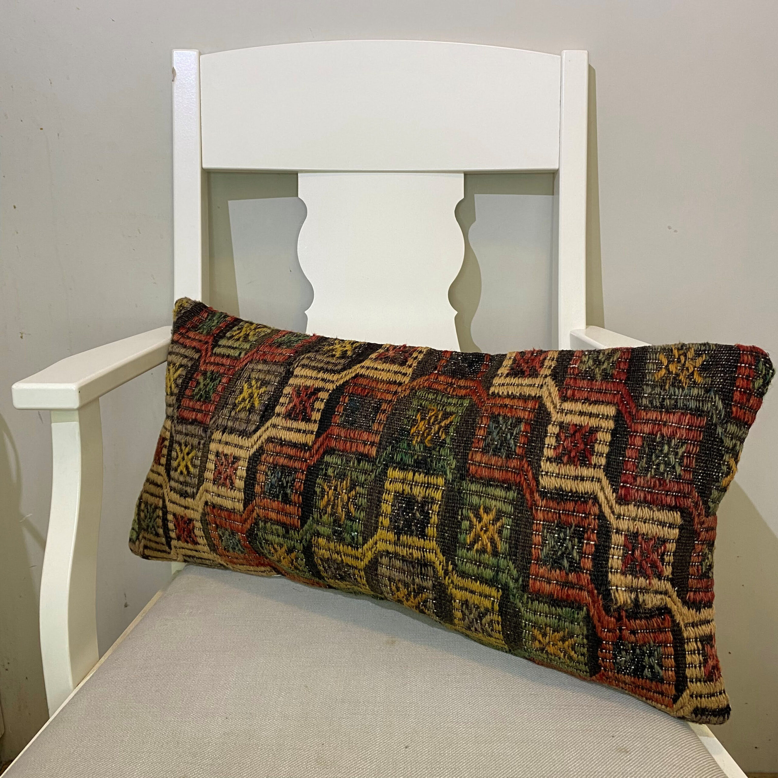 Hand-Woven Patchwork Pillowcase, Pillowcases rug, wool wool/weave, size 30 × 60 cm, from Yahyalı, SKU 565