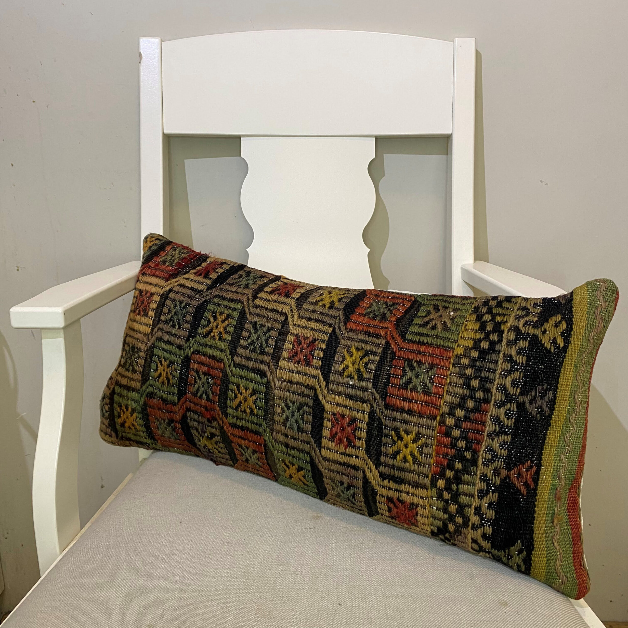 Hand-Woven Patchwork Pillowcase, Pillowcases rug, cotton wool/weave, size 30 × 60 cm, from Anatolia, SKU 580