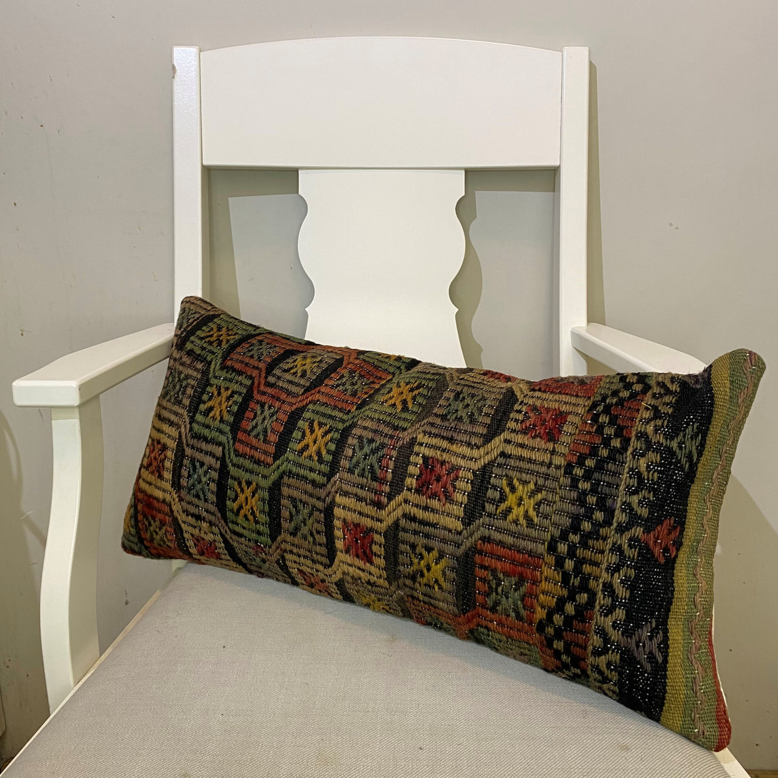 Hand-Woven Patchwork Pillowcase, Pillowcases rug, wool wool/weave, size 30 × 60 cm, from Cappadocia, SKU 581