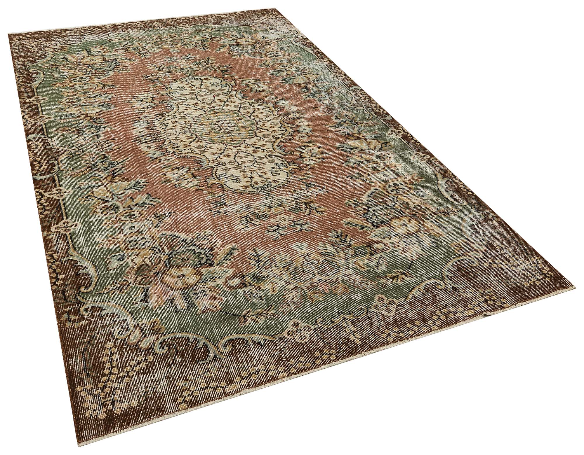 Handwoven Vintage Distressed Rug, Handmade rug, cotton wool/weave, size 170 × 255 cm, from Cappadocia, SKU 10353