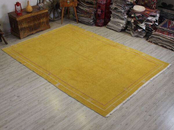 Distressed Hand-Woven Wool Rug, Vintage, Handmade rug, silk wool/weave, size 200 × 289 cm, from Kayseri, SKU 10628